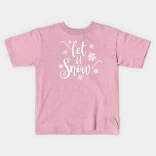 Simple Elegant Let It Snow Whimsical Christmas Calligraphy Kids T-Shirt